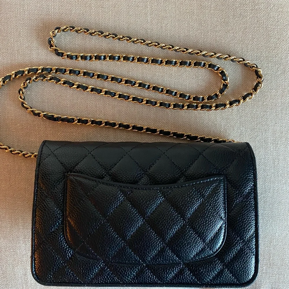 Authentic Chanel Wallet on Chain - Black Caviar Leather with Gold hardware - Picture 3 of 16